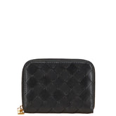 ボッテガヴェネタ イントレチャート コインケース コンパクト財布 ブラック レザー レディース BOTTEGAVENETA 【中古】